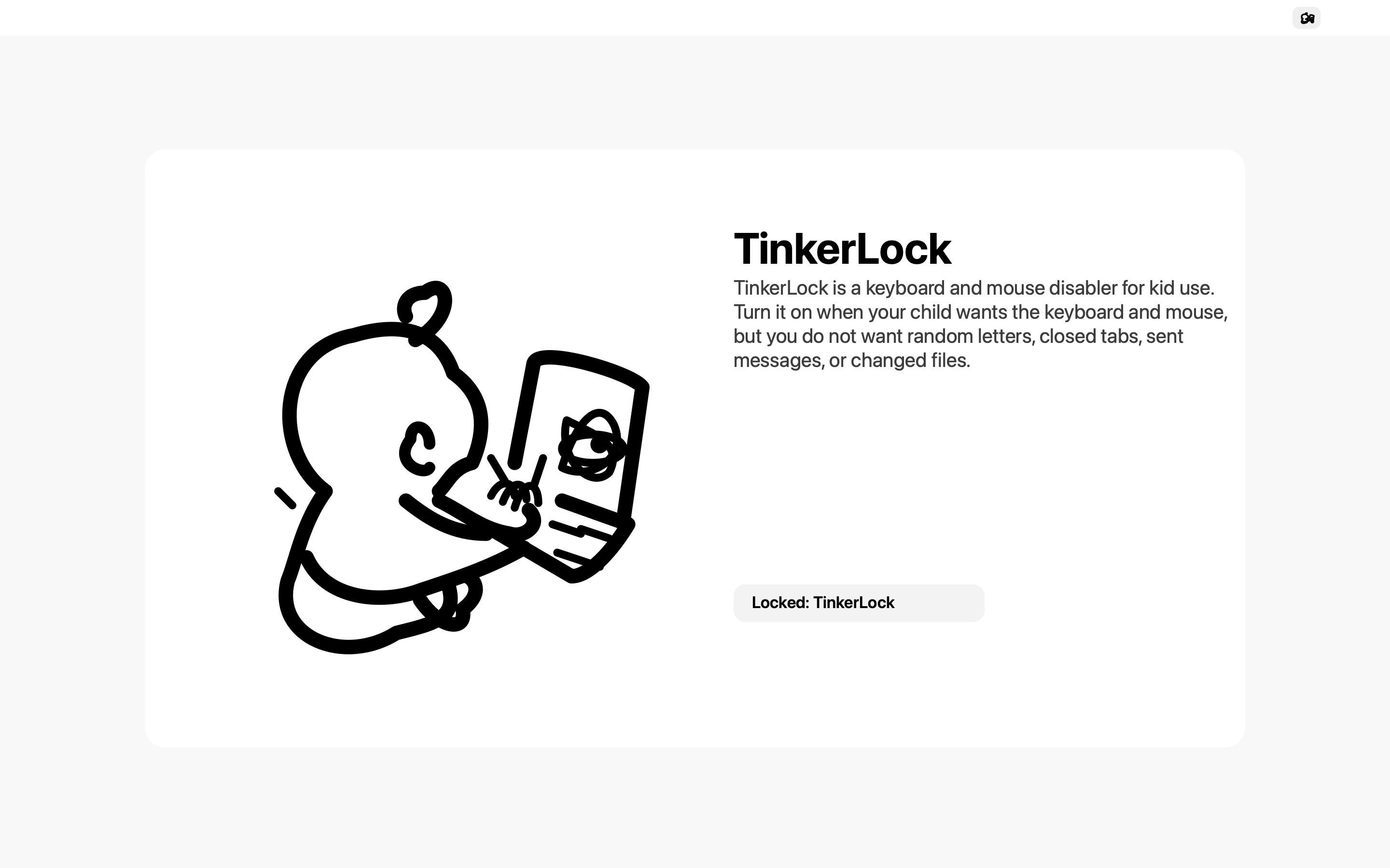 TinkerLock showing the locked input state.